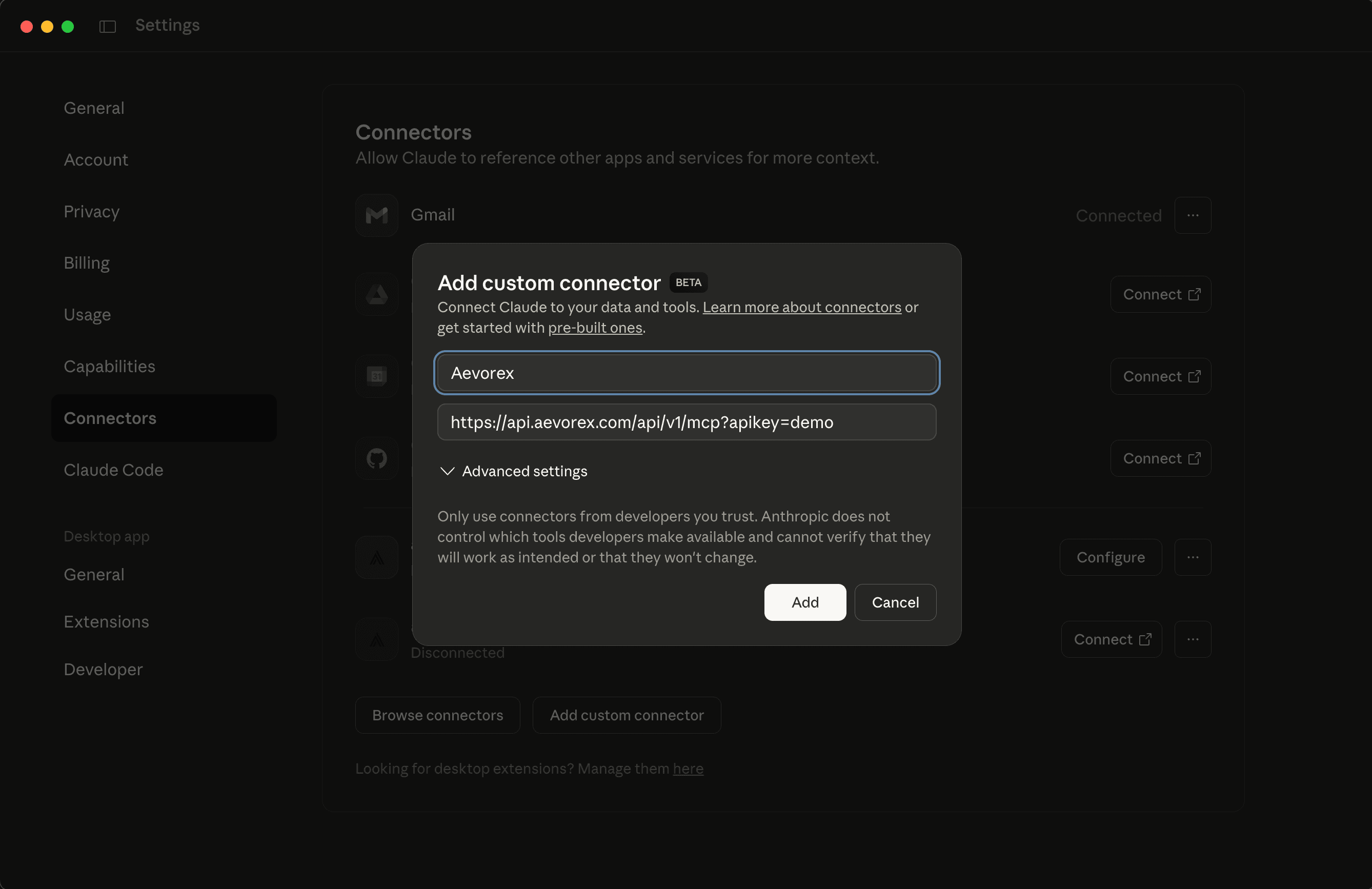 Configure Connector Details