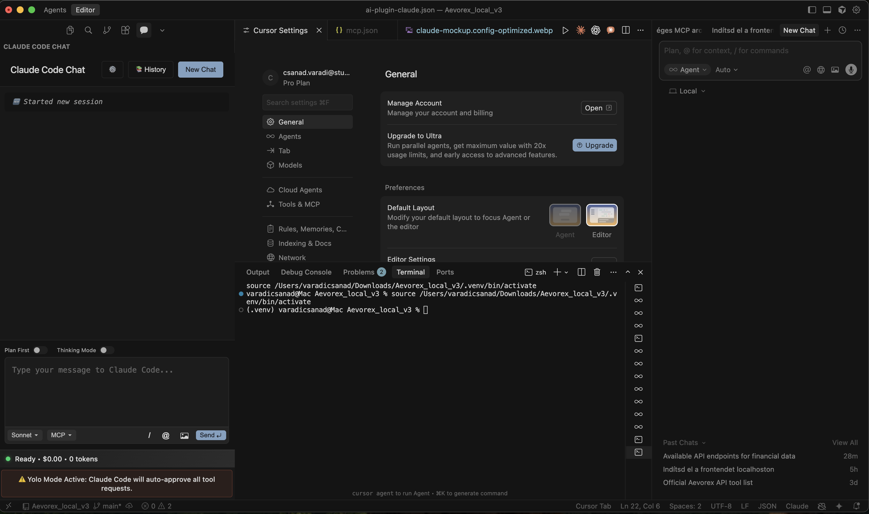 Opening Cursor settings